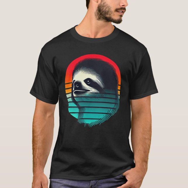 Camiseta Retro Sunset Sloth Hiking Vibes Badge girl (Anverso)