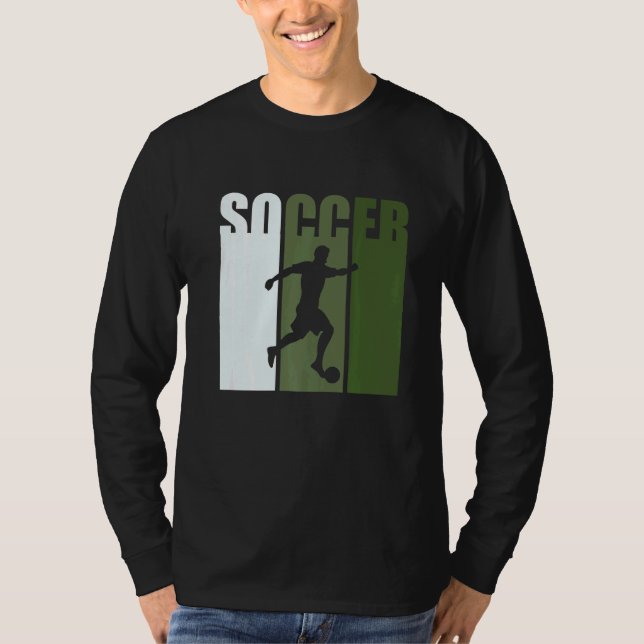 Camiseta Retro Sunset Soccer Player Green Silhouette (Anverso)