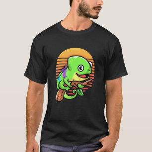 Camiseta Retro Sunset Vintage Chameleon Mascota Reptile Liz