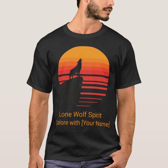 Camiseta Retro Sunset Wolf Howling Personalized (Anverso)