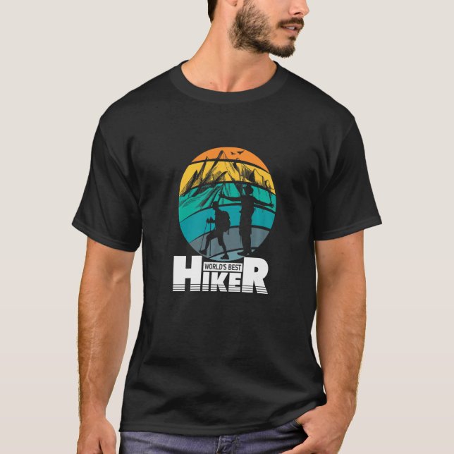 Camiseta Retro Sunset Worlds Mejor Hiker Mountain al aire l (Anverso)