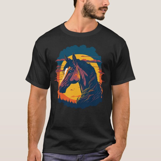Camiseta Retro Sunset Y Cabeza De Caballo (Anverso)