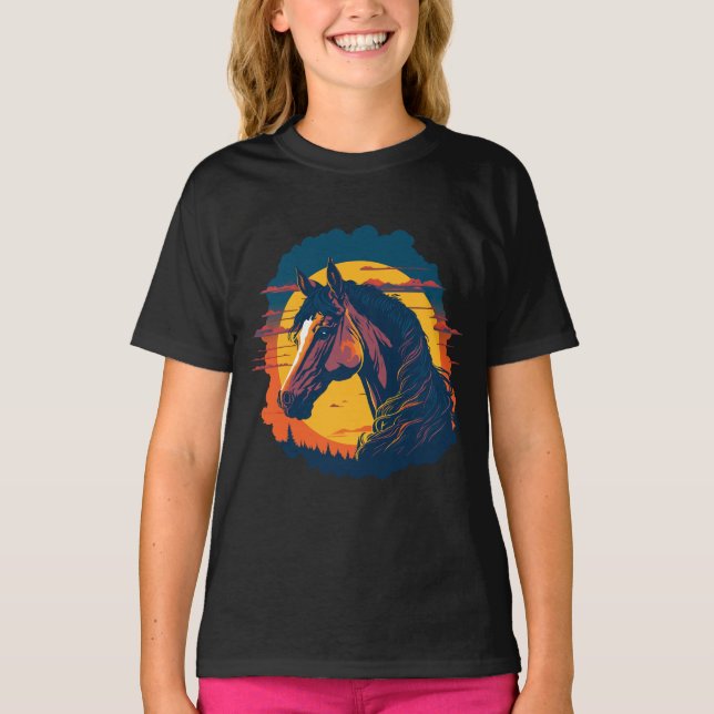 Camiseta Retro Sunset Y Cabeza De Caballo (Anverso)