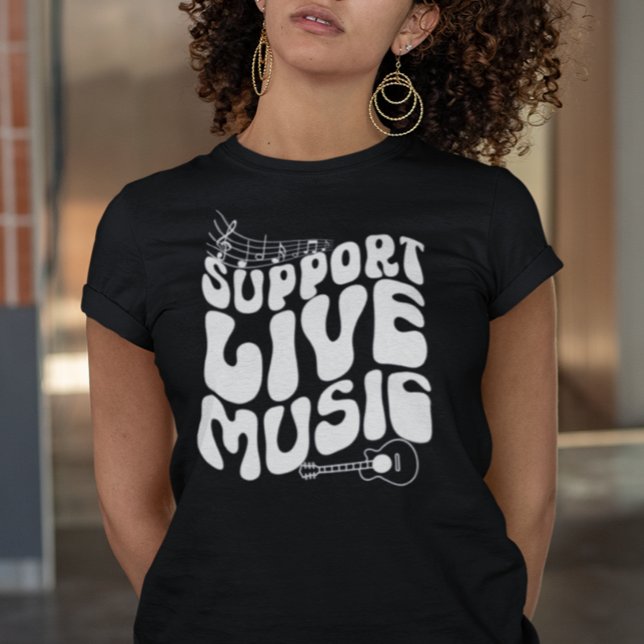 Camiseta Retro Support Live Music Groovy (Subido por el creador)