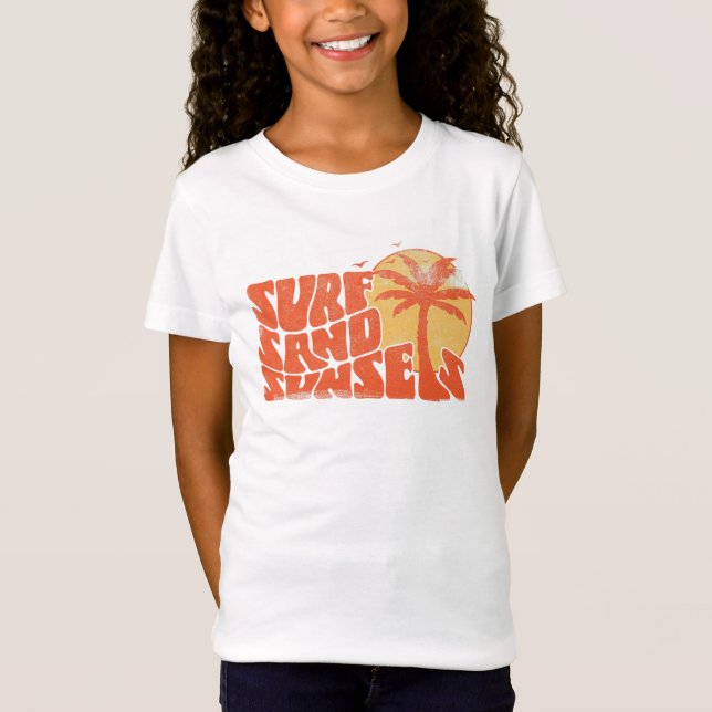 Camiseta Retro Surf Sand Sunsets Palm Tree Beach Vibes (Anverso)