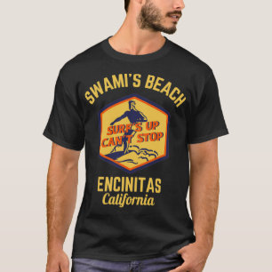 Camiseta Retro Swamis Beach Encinitas California Gold Texto