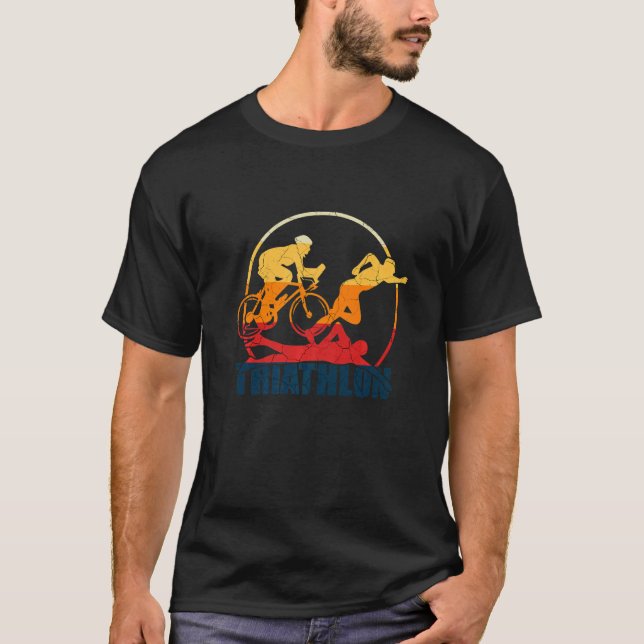 Camiseta Retro Swim Bike Run Triathlon Athletic Sport Men W (Anverso)