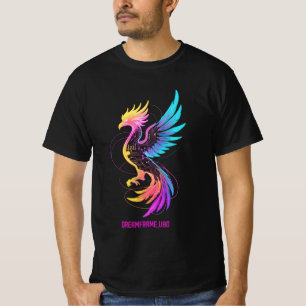 Camiseta Retro Synthwave Fénix – Ciberpunk Neón Brillante B