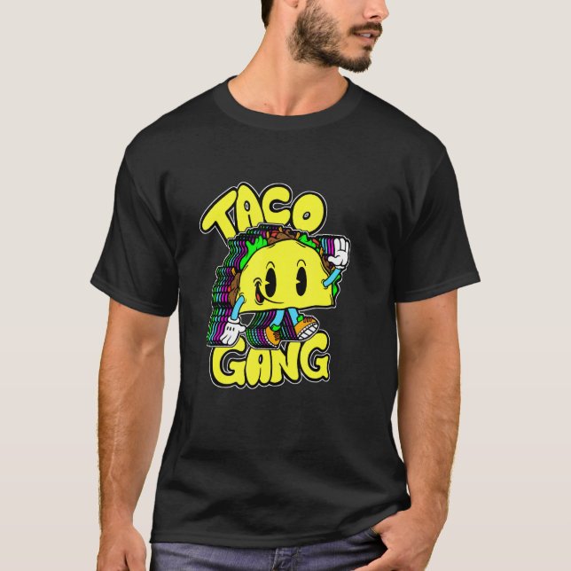 Camiseta Retro Taco Gang Kids Trippy Rainbow Mexican Food (Anverso)