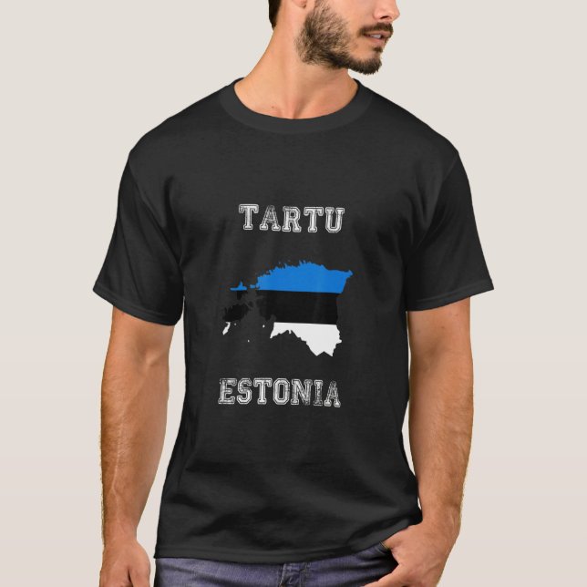 Camiseta Retro Tartu Estonia Distressed Estonia Flag (Anverso)