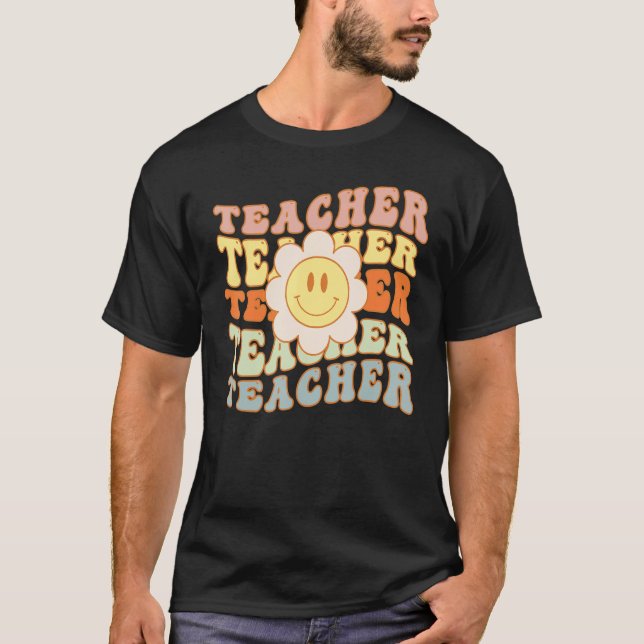 Camiseta Retro Teacher Daisy Colorful Elementary School Cut (Anverso)