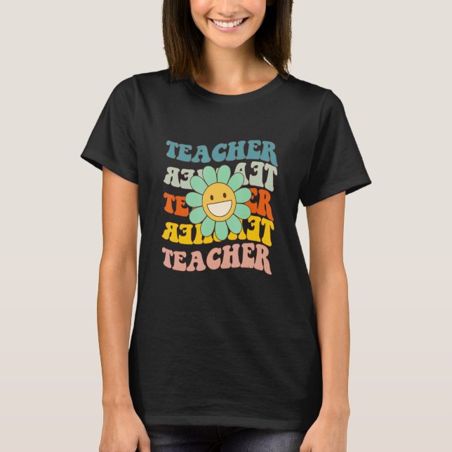 Camiseta Retro Teacher Daisy Colorful  Elementary School Te (Anverso)