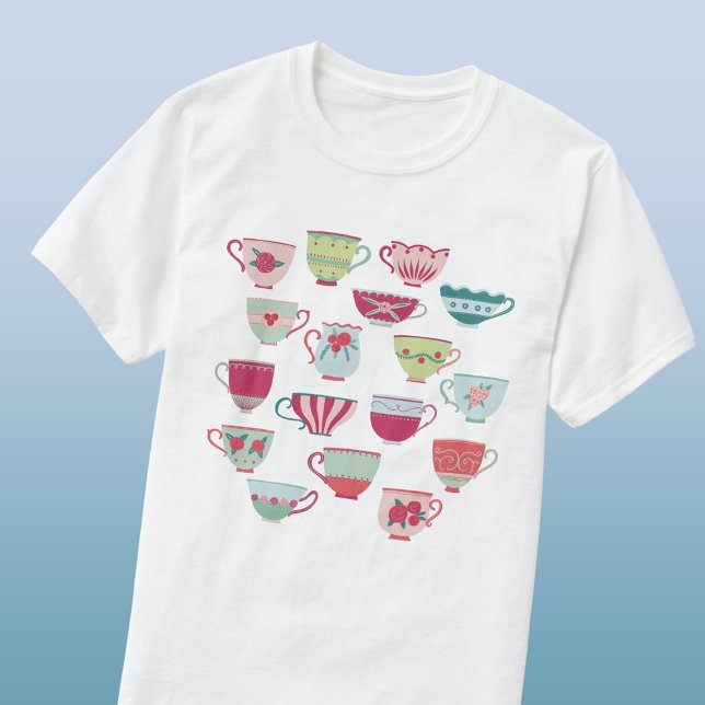 Camiseta Retro Teacup (Retro tea cups t-shirt)