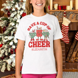 Camiseta Retro Ten Un Taza De Alegría Navidad
