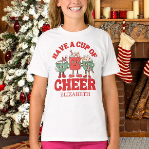 Camiseta Retro Ten Un Taza De Alegría Navidad