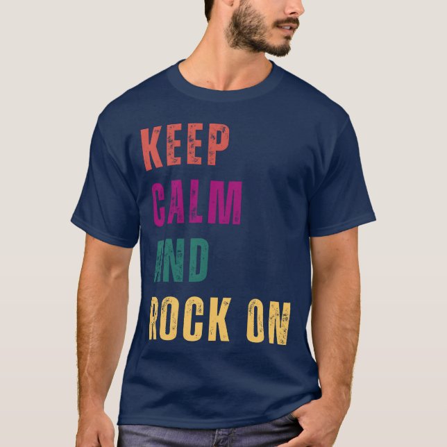 Camiseta Retro tet based style Keep Calm And Rock On family (Anverso)