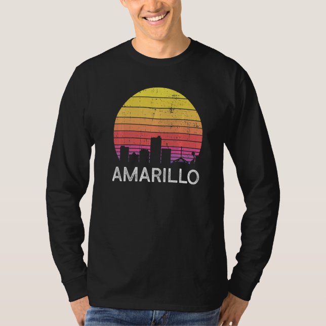 Camiseta Retro Texas Amarillo horizonte urbano edificio vin (Anverso)