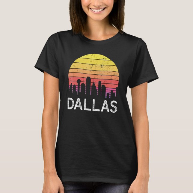 Camiseta Retro Texas Dallas Skyline Vintage Urban Buildings (Anverso)