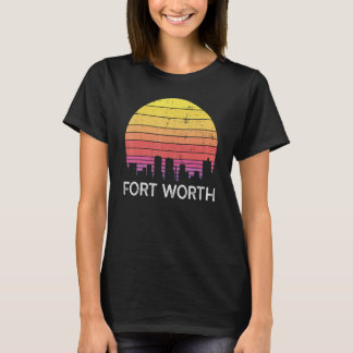 Camiseta Retro Texas Fort Wort Skyline Vintage Urban Build