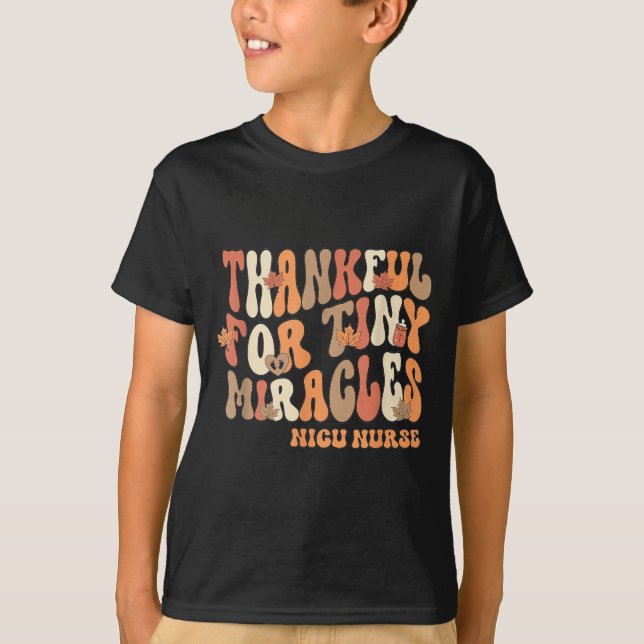 Camiseta Retro Thankful For Tiny Miracles Thanksgiving Nicu (Anverso)