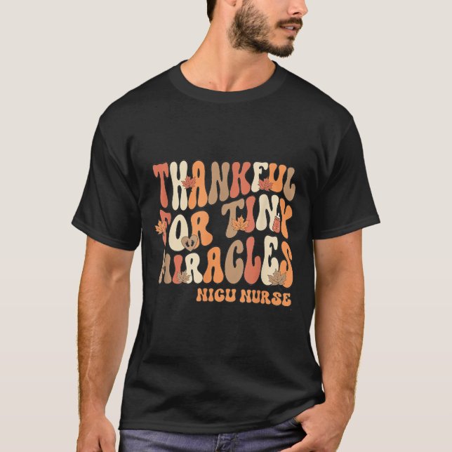 Camiseta Retro Thankful For Tiny Miracles Thanksgiving Nicu (Anverso)