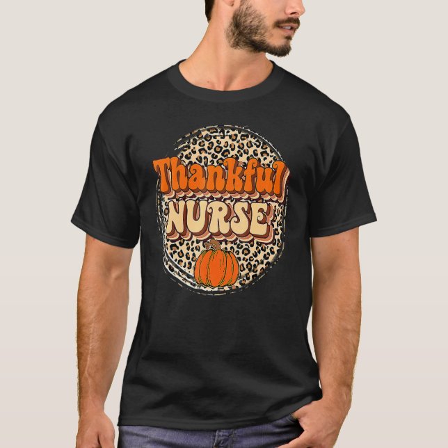 Camiseta Retro Thankful Nurse Cheetah Fall Thanksgiving Nur (Anverso)