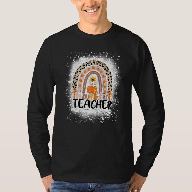 Camiseta Retro Thanksgiving Teacher Thankful Teacher Rainbo (Anverso)