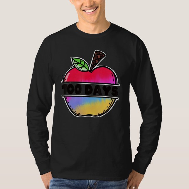 Camiseta Retro Tie Dye Apple Happy 100 Days Of School Teach (Anverso)