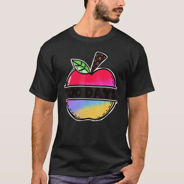 Camiseta Retro Tie Dye Apple Happy 100 Days Of School Teach (Anverso)