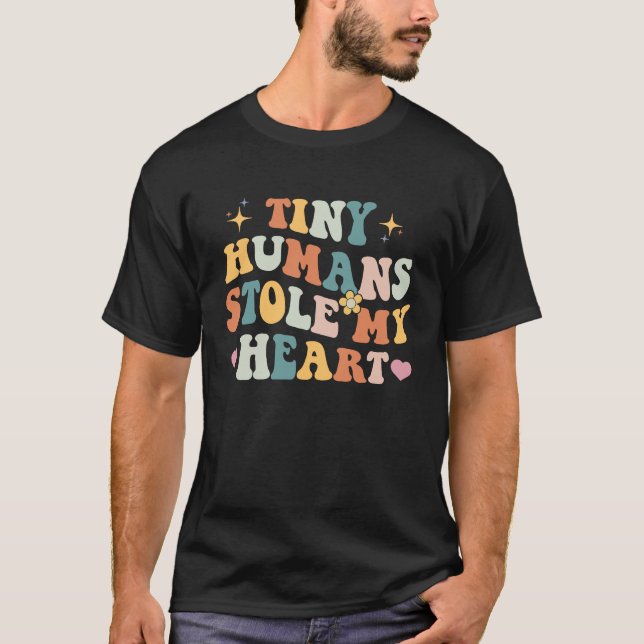 Camiseta Retro Tiny Humans Stole My Heart Valentine's Day N (Anverso)