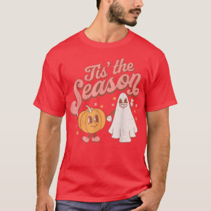 Camiseta Retro Tis The Season Pumpkin And Ghost Halloween P