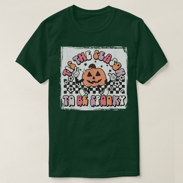 Camiseta Retro Tis The Season To Be Spooky Floral Pumpkin H (Diseño del anverso)