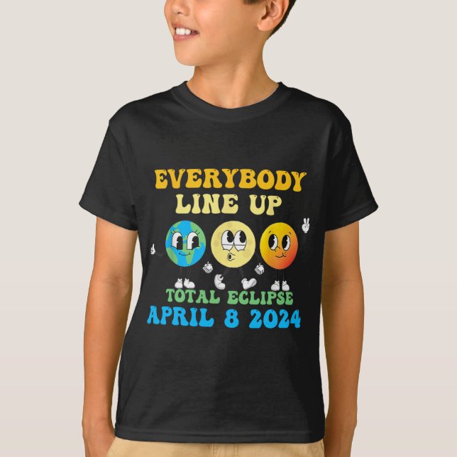 Camiseta Retro Todos alinean Eclipse Solar Total 2024 E (Anverso)