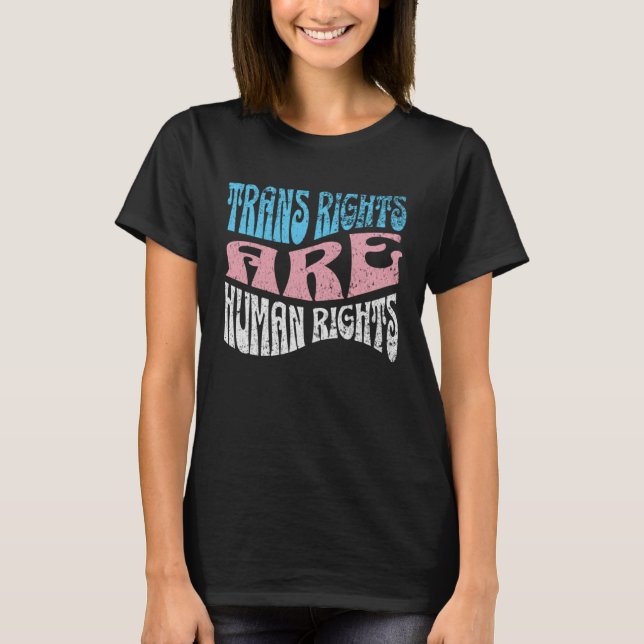 Camiseta Retro Trans Right are Human Rights Transgender LGB (Anverso)