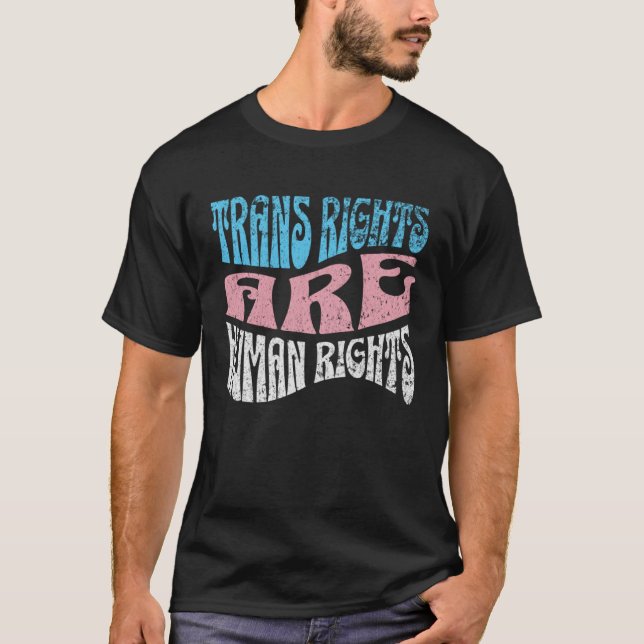Camiseta Retro Trans Right are Human Rights Transgender LGB (Anverso)