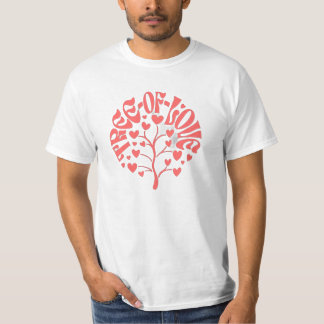 Camiseta Retro "Tree of Love" Heart Typography Coral T-Shir