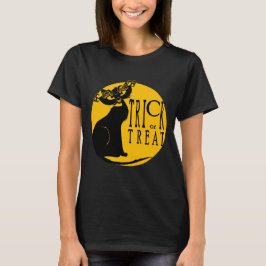 Camiseta Retro Trick O Trek Black Cat Halloween
