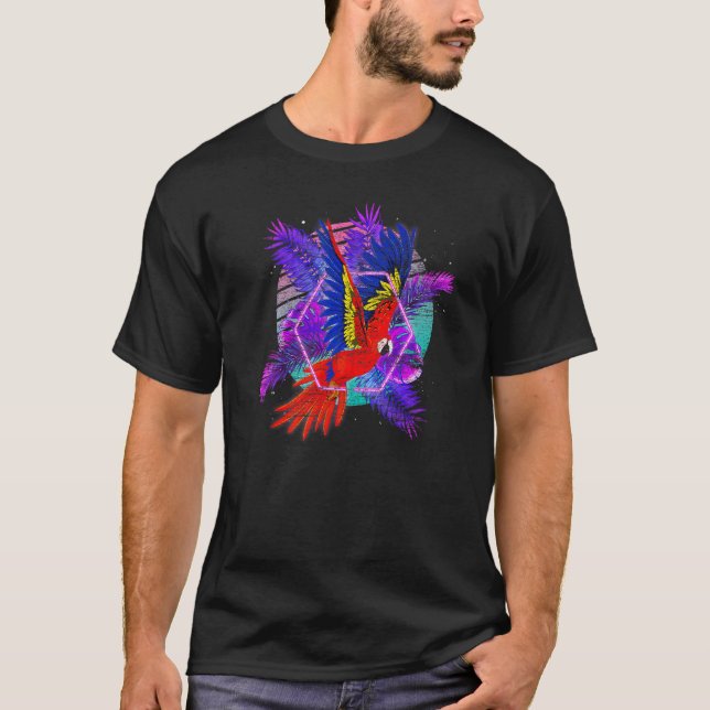 Camiseta Retro Tropical Jungle Bird Retro 90 Vaporwave Par (Anverso)