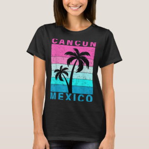 Camiseta Retro Tropical Sunset Cancun Beach Mexico Summer V