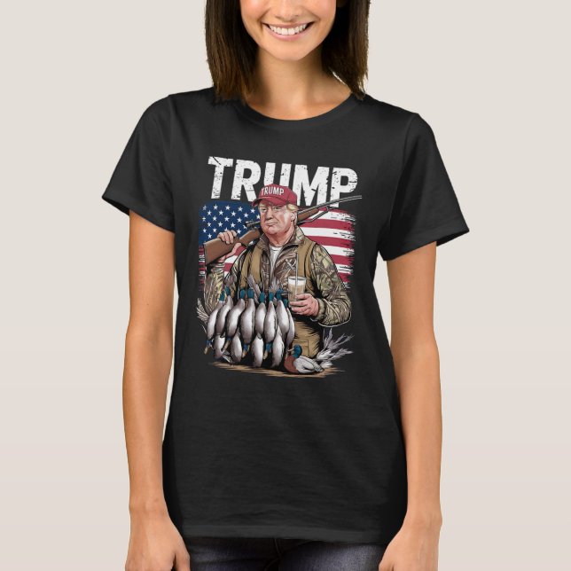 Camiseta Retro Trump Caza Pato Hola Temporada De Caza (Anverso)