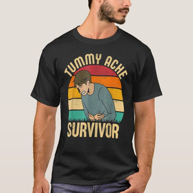 Camiseta Retro Tummy Ache Survivor Stomachache  Men Women (Anverso)