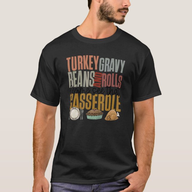 Camiseta Retro Turkey Gravy Beans And Rolls Thankending Di (Anverso)