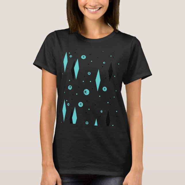 Camiseta Retro Turquesa Diamantes y Starbursts (Anverso)