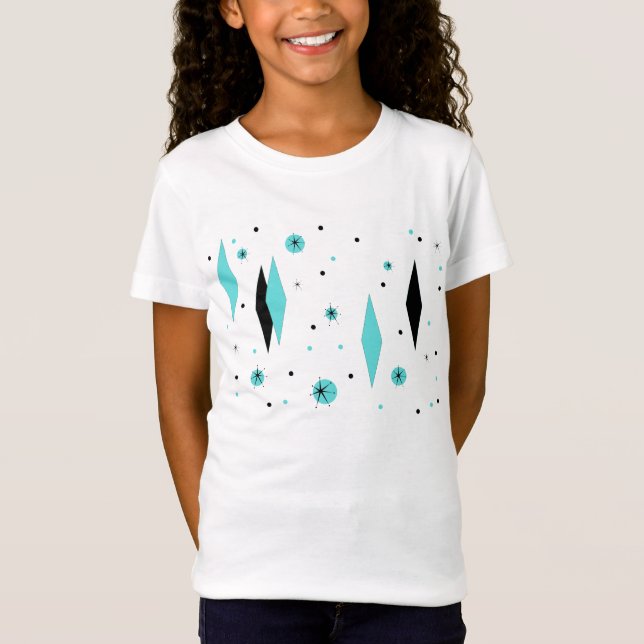 Camiseta Retro Turquesa Diamantes y Starbursts (Anverso)