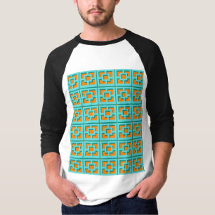 Camiseta retro turquesa y Naranja Trellis