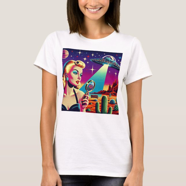 Camiseta Retro UFO Pin-Up (Anverso)