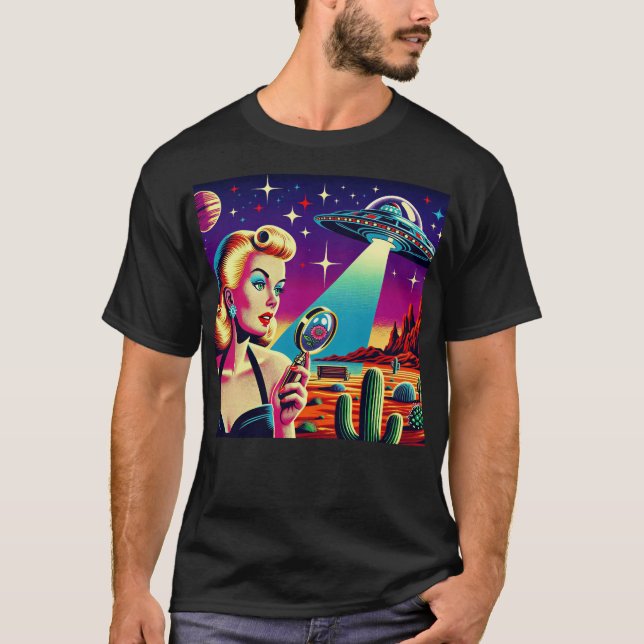 Camiseta Retro UFO Pin-Up T-Shirt (Anverso)