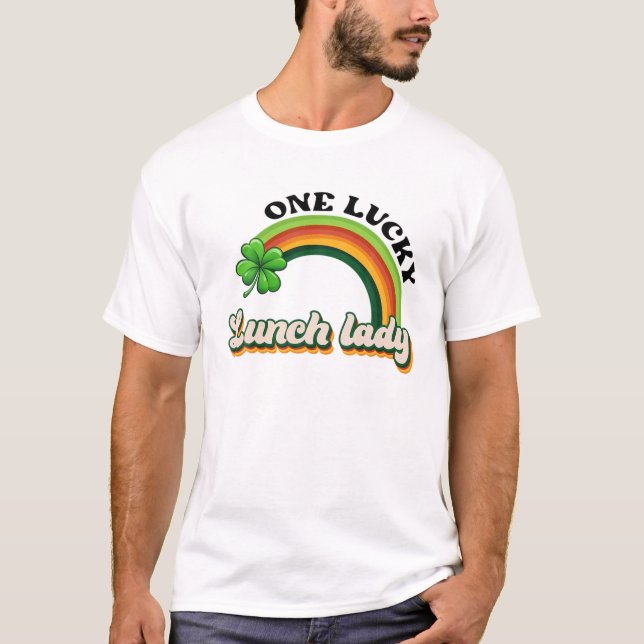 Camiseta Retro Un Lucky Lunch Lady St Patrick's Day Shamro (Anverso)