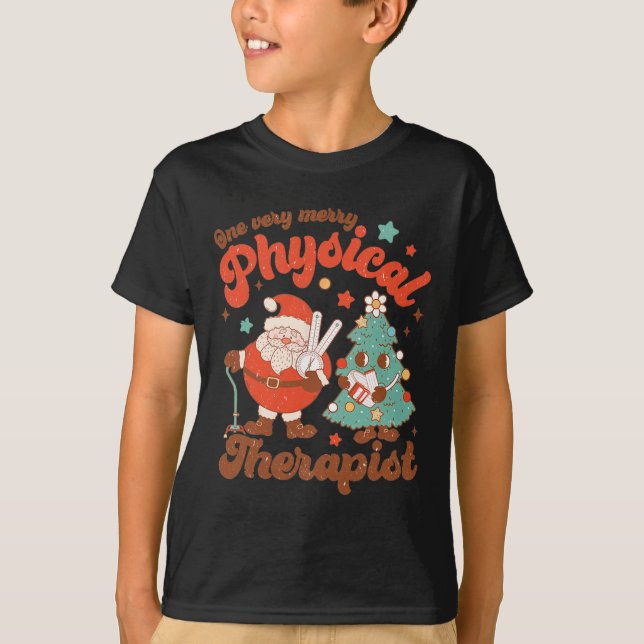 Camiseta Retro Uno Muy Merry Físico Terapia Santa Chris (Anverso)