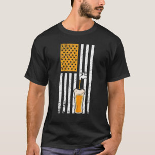 Camiseta Retro US Bandera Americana Beer Craft Brewer Bee